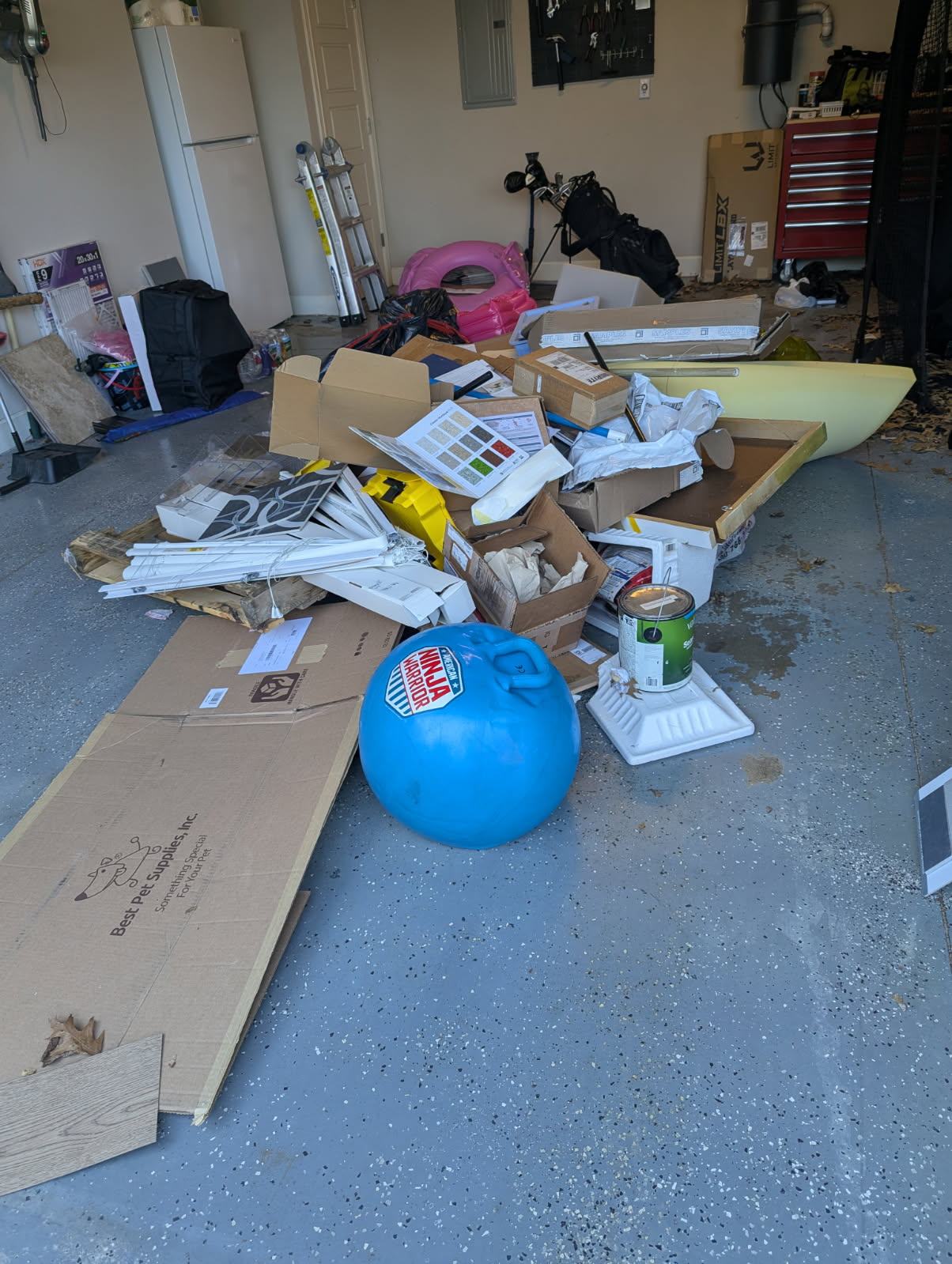 Garage cleanout before PhD Junk Removal cleared it